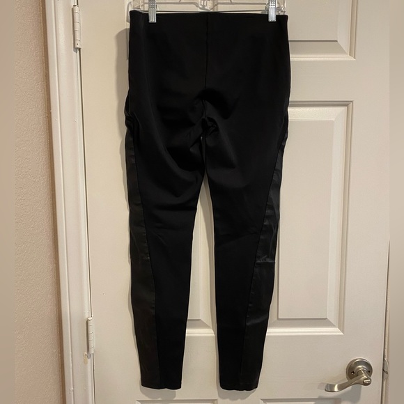 Theory Azray Techno Jersey Leather Side Panel Black Skinny Elastic Pants - Picture 4 of 11